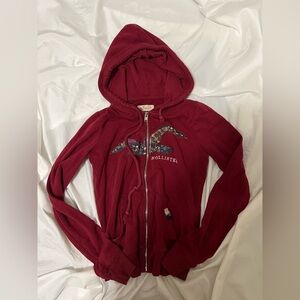 Vintage Hollister Zip Up Hoodie with Floral‎ Accents Y2K